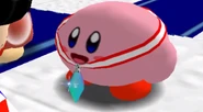 Kirby wears his Crystal Shard medal.