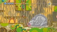 Kirby finds a fossil of a prehistoric bird, which is about to become a patch.
