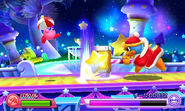 King Dedede strikes the ground with his hammer.