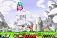 Kirby overlooking the large mountains (remake)