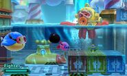 Kirby swims through dangerous waters.