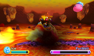 Kirby battles Pyribbit.