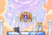 Dark Meta Knight sending Meta Knight into the Mirror World in Kirby & the Amazing Mirror.