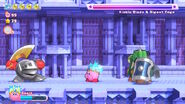 Kirby battles Kibble Blade and Gigant Edge in the alternate path.