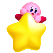 Kirby en su Warp Star.