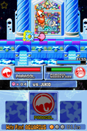 Kirby and Parasol Waddle Dee fight Jukid for the Sword Copy Essence Deluxe. (Kirby Super Star Ultra)