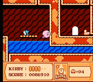 Kirby inside a cave in Kirby's Adventure.