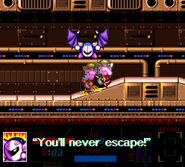 Meta Knight makes a last-ditch effort to prevent Kirby from escaping the Halberd. (Kirby Super Star)