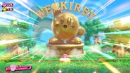 Kirby causes a statue of himself to appear (before the 2.0.0 update).