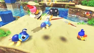 Kirby y Waddle Dee pañuelo atacando a varios Walf.