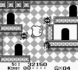 Kirby in a door-filled, maze-like room.