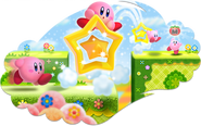 Kirby moving to the background with the new 3D Warpstar.