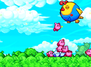 The Kirbys fight Big Birdee. (Stage 3)