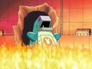 The robot's destruction being imminent.
