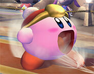 Rey Dedede Kirby realizando el movimiento Tragar.