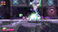 Bomb Kirby attacks Floaty the Cell Core.