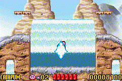 Kirby atrapado en el aire.