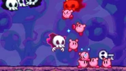 Siete Kirbys enfrentándose e los esbirros de Necrodeus