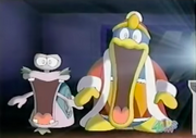 King Dedede and Escargoon in total shock over the Otakings' work.