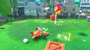 Kirby Waddle Dee pañuelo atacando a la jauría.