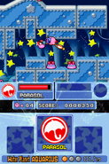 Kirby swims into a Blipper. (Kirby Super Star Ultra)