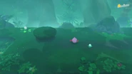 Kirby runs through the forest.