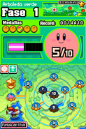 Varios Kirby junto a una estrella.