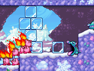 Dice aspirando bloques de hielo.