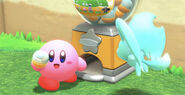 Kirby and Elfilin purchase a capsule at the capsule machine.