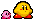 Mini Kirby compared to regular-sized Yellow Kirby