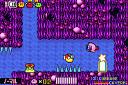 Kirby underwater in the cavern.