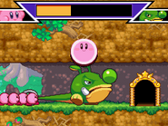 The Kirbys grab Giant Schnoz's tail.