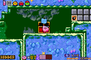 Kirby finds the Area Map, making navigation much easier.