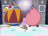 King Dedede and Kirby under the effects of the Pufferzine.