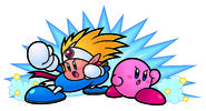 Artwork de Kirby y Knuckle Joe en Kirby Super Star Ultra.