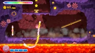 Kirby flees from rising lava.