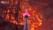 Coaster Mouth Kirby rushes through a volcano.