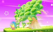 kirby absorbiendo un árbol con la habilidad hipernova