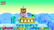 Kirby, Rocky, Gim, and Sir Kibble stand on a Friend Bridge Friend Platform.