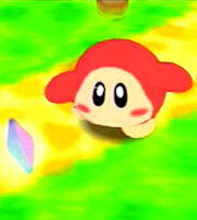 Waddle Dee as he is about to grab a Crystal Shard.