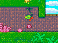 A Snoozroot hangs from a ceiling.