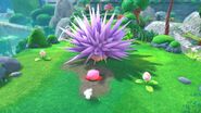 Kirby encounters a porcupine-like enemy.