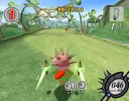 Kirby approaching the finish line.