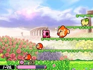 Kirby in the flower-filled fields of Nature Notch.