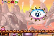 Kracko engages Kirby in battle in Kirby & The Amazing Mirror
