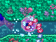 Banishback Inhale.png (17 KB) Banishback swallows the Kirbys. (Stage 4)