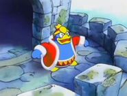 King Dedede is upset to see the girl with Kirby.