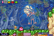 Kirby cara a cara con Dark kirby en Kirby y el Laberinto de los Espejos