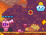 Gran Flufi 2 (KMA).png (13 kB) Los Kirbys en el tanque intentando disparar a un Gran Flufi con una medalla.