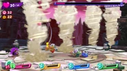 The tornadoes that Parallel Meta Knight created charge into the foreground.